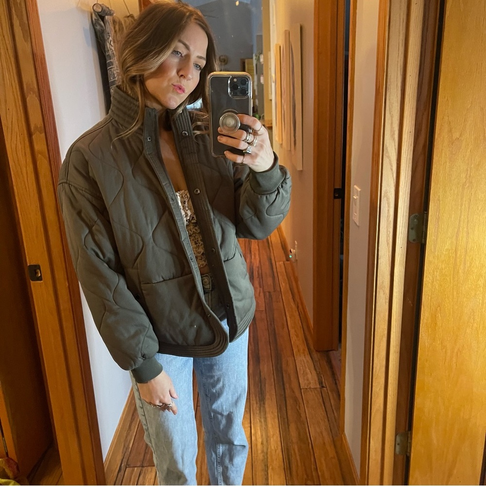 J2 PREMIUM QUALITY Olive Green Quilted Bomber Jacket